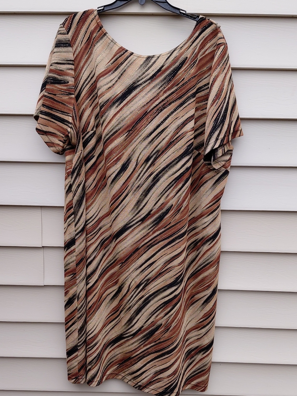 AMANDA LANE Womens Multicolor Wave-Print Short Sleeve Dress Size 24W